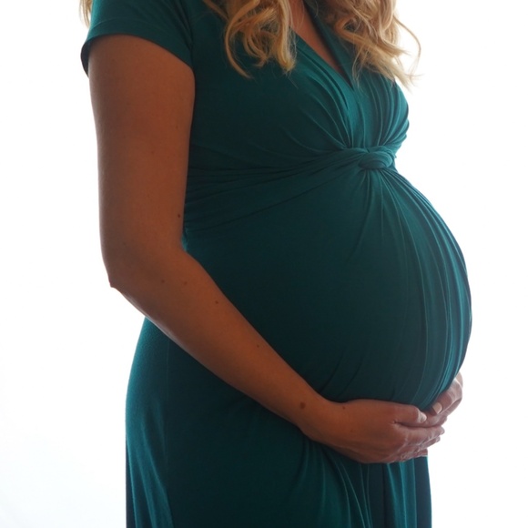 Seraphine Teal Midi Dress with knot — maternity and postpartum! - Picture 7 of 11